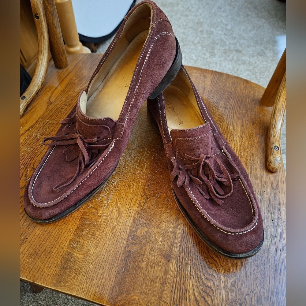 Paul Frederick‎ Made in Italy Burgundy suede slip-on shoes